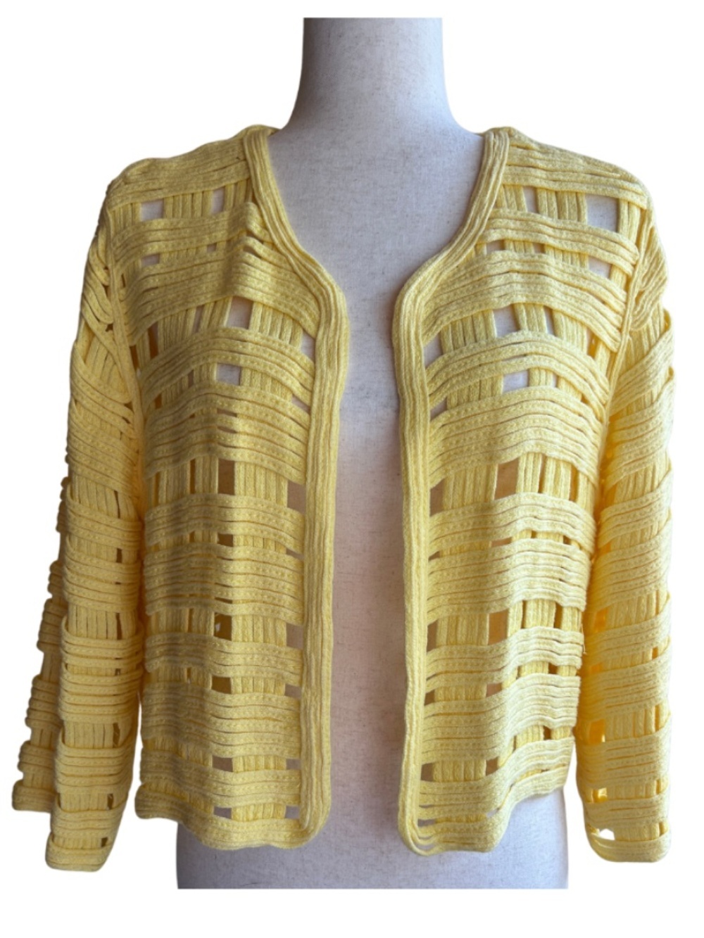 Chico’s Yellow Open Knit Cardigan Sweater Size 3 (L/XL)